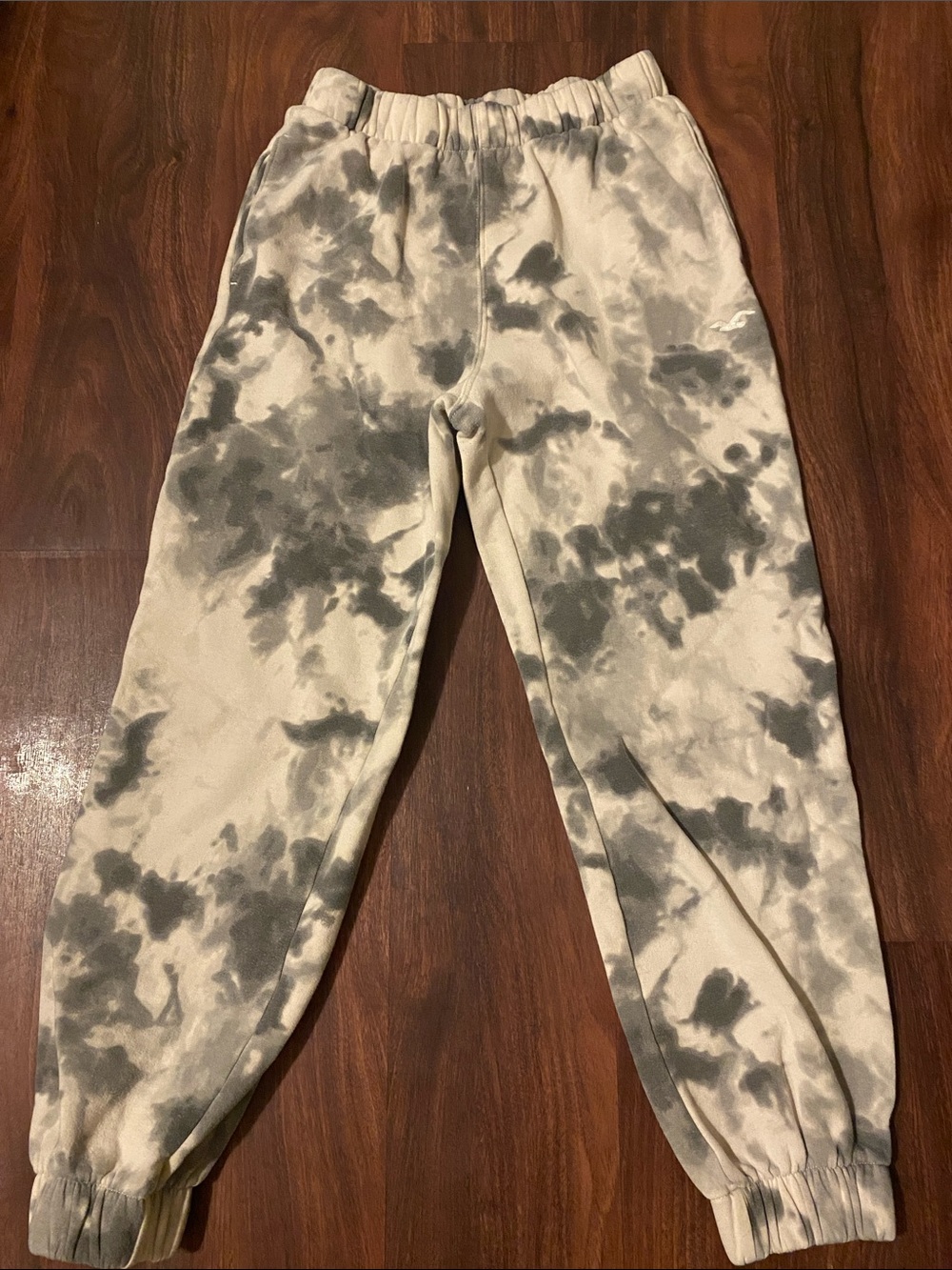 Hollister Gray and Cream Tie-Dye Joggers